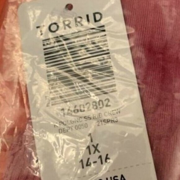 Torrid 1-XL Ribbed Pink Mauve Multiple Hues Crew Neckline Short Sleeve Tee - Picture 6 of 6